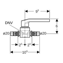 Geberit Mepla Kugelhahn mit Betätigungshebel, Ms CW617N, d 20mm, PN 10 bar... GEBERIT-612061002 4025416437796 (Abb. 1)