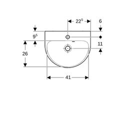 Geberit Renova Handwaschbecken mit asymmetrischem Überlauf, 45x17,3x36cm, Hahnloch m... GEBERIT-500375011 4025416830153 (Abb. 1)