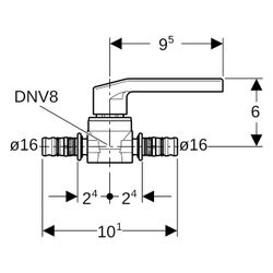 Geberit Mepla Kugelhahn mit Betätigungshebel, Rg, SiBr, d 16mm, PN 10 bar, Rotguss b... GEBERIT-601020002 4025416285083 (Abb. 1)