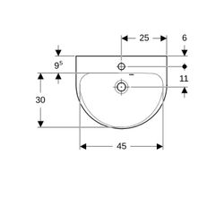 Geberit Renova Handwaschbecken mit asymmetrischem Überlauf, 50x17,3x40cm, Hahnloch m... GEBERIT-500376011 4025416815297 (Abb. 1)