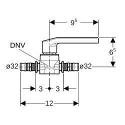 Geberit Mepla Kugelhahn mit Betätigungshebel, Rg, SiBr, d 32mm, PN 10 bar, Rotguss b... GEBERIT-604020002 4025416285120 (Abb. 1)