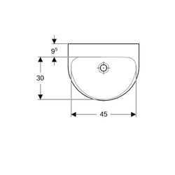 Geberit Renova Handwaschbecken mit asymmetrischem Überlauf, 50x17,3x40cm, ohne Hahnl... GEBERIT-500577018 4025416221074 (Abb. 1)