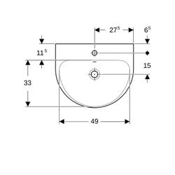 Geberit Renova Waschtisch, Breite 55cm, Tiefe 45cm, Hahnloch mittig, Überlauf sichtb... GEBERIT-500369011 4025416699545 (Abb. 1)