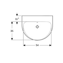 Geberit Renova Waschtisch, Breite 60cm, Tiefe 48cm, ohne Hahnloch, Überlauf sichtbar... GEBERIT-500659011 4025416142478 (Abb. 1)