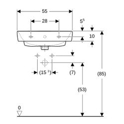 Geberit Renova Plan Waschtisch, Breite 55cm, Tiefe 44cm, Hahnloch mittig, Überlauf s... GEBERIT-501632008 4025410858375 (Abb. 1)