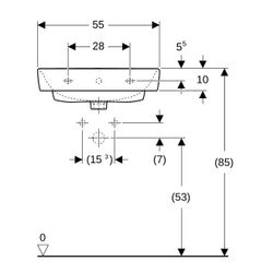 Geberit Renova Plan Waschtisch, Breite 55cm, Tiefe 44cm, Hahnloch mittig, ohne Überl... GEBERIT-501633008 4025410858399 (Abb. 1)