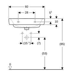 Geberit Renova Plan Waschtisch, Breite 60cm, Tiefe 48cm, Hahnloch mittig, ohne Überl... GEBERIT-501637001 4025410858191 (Abb. 1)