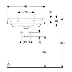 Geberit Renova Plan Waschtisch, Breite 65cm, Tiefe 48cm, ohne Hahnloch, ohne Überlau... GEBERIT-501643008 4025410858658 (Abb. 1)