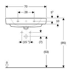 Geberit Renova Plan Waschtisch, Breite 70cm, Tiefe 48cm, ohne Hahnloch, Überlauf sic... GEBERIT-501646008 4025410858733 (Abb. 1)