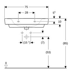 Geberit Renova Plan Waschtisch, Breite 75cm, Tiefe 48cm, ohne Hahnloch, ohne Überlau... GEBERIT-501693001 4025410867872 (Abb. 1)