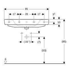 Geberit Renova Plan Waschtisch, Breite 85cm, Tiefe 48cm, Hahnloch mittig, Überlauf s... GEBERIT-501698001 4025410868336 (Abb. 1)