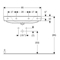 Geberit Renova Plan Waschtisch, Breite 85cm, Tiefe 48cm, ohne Hahnloch, ohne Überlau... GEBERIT-501701008 4025410868411 (Abb. 1)