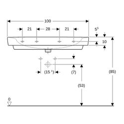 Geberit Renova Plan Waschtisch, Breite 100cm, Tiefe 48cm, ohne Hahnloch, ohne Überla... GEBERIT-501709001 4025410868541 (Abb. 1)