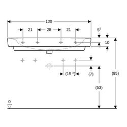 Geberit Renova Plan Waschtisch, Breite 100cm, Tiefe 48cm, Hahnloch links, rechts, Üb... GEBERIT-501883008 4025410938138 (Abb. 1)