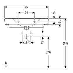 Geberit Renova Plan Waschtisch, Ablagefläche beidseitig, Breite 75cm, Tiefe 48cm, oh... GEBERIT-501697008 4025410868329 (Abb. 1)