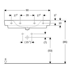Geberit Renova Plan Waschtisch, Ablagefläche beidseitig, Breite 90cm, Tiefe 48cm, oh... GEBERIT-501705001 4025410868381 (Abb. 1)