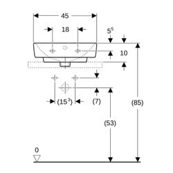 Geberit Renova Plan Aufsatzhandwaschbecken, Breite 45cm, Tiefe 34cm, Hahnloch mittig... GEBERIT-501718001 4025410868459 (Abb. 1)