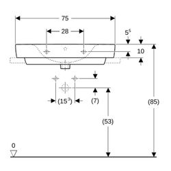 Geberit Renova Plan Aufsatzwaschtisch, Ablagefläche beidseitig, B 75cm T 48cm Hahnlo... GEBERIT-501726001 4025410868657 (Abb. 1)