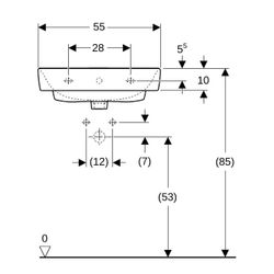 Geberit Renova Plan Aufsatzwaschtisch, Breite 55cm, Tiefe 44cm, Hahnloch mittig, Übe... GEBERIT-501720008 4025410868503 (Abb. 1)