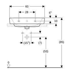 Geberit Renova Plan Aufsatzwaschtisch, Breite 60cm, Tiefe 48cm, Hahnloch mittig, Übe... GEBERIT-501721001 4025410868916 (Abb. 1)