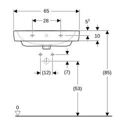 Geberit Renova Plan Aufsatzwaschtisch, Breite 65cm, Tiefe 48cm, Hahnloch mittig, Übe... GEBERIT-501723001 4025410868831 (Abb. 1)