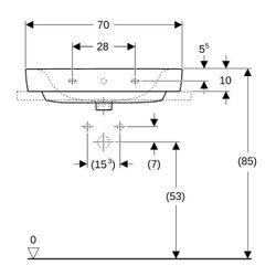 Geberit Renova Plan Aufsatzwaschtisch, Breite 70cm, Tiefe 48cm, Hahnloch mittig, Übe... GEBERIT-501724001 4025410868947 (Abb. 1)