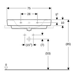 Geberit Renova Plan Aufsatzwaschtisch, Breite 75cm, Tiefe 48cm, Hahnloch mittig, Übe... GEBERIT-501725008 4025410869012 (Abb. 1)