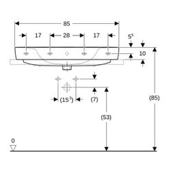 Geberit Renova Plan Aufsatzwaschtisch, Breite 85cm, Tiefe 48cm, Hahnloch mittig, Übe... GEBERIT-501727001 4025410868671 (Abb. 1)
