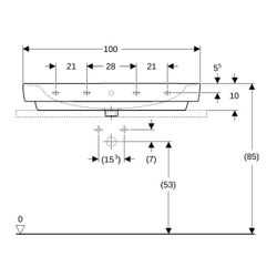 Geberit Renova Plan Aufsatzwaschtisch, Breite 100cm, Tiefe 48cm, Hahnloch mittig, Üb... GEBERIT-501729008 4025410868954 (Abb. 1)