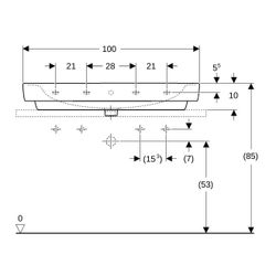 Geberit Renova Plan Aufsatzwaschtisch, Breite 100cm, Tiefe 48cm, Hahnloch links, rec... GEBERIT-501932001 4025410952226 (Abb. 1)