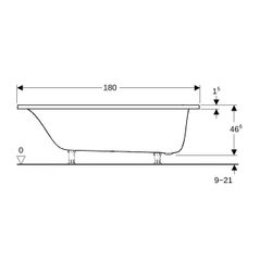 Geberit Tawa Rechteckbadewanne schmaler Rand 180x80cm, Gesamtvolumen 273l... GEBERIT-554132011 4025410872814 (Abb. 1)