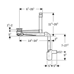 Geberit Clou Waschbeckenablauf Raumsparmodell schmal mit Hebelbetätigung, Ventilabde... GEBERIT-152051011 4025410931825 (Abb. 1)