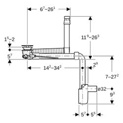 Geberit Clou Waschbeckenablauf Raumsparmodell schmal mit Hebelbetätigung, Ventilabde... GEBERIT-152051011 4025410931825 (Abb. 1)