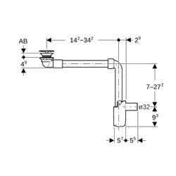Geberit Waschbeckenablauf Raumsparmodell schmale Ausführung, freiem Auslauf, Ventila... GEBERIT-152084211 4025410903549 (Abb. 1)