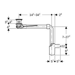 Geberit Waschbeckenablauf Raumsparmodell schmale Ausführung, Außenventilstopfen, Heb... GEBERIT-152072211 4025410902238 (Abb. 1)