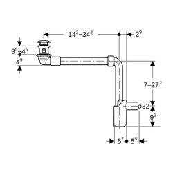 Geberit Waschbeckenablauf Raumsparmodell schmale Ausführung, Außenventilstopfen, Dru... GEBERIT-152073211 4025410894366 (Abb. 1)