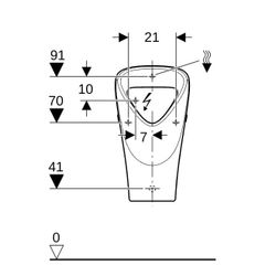 Geberit Renova Urinal trigonal, Zulauf von hinten, Abgang nach hinten/unten T 30cm, ... GEBERIT-501665001 4025410871305 (Abb. 1)