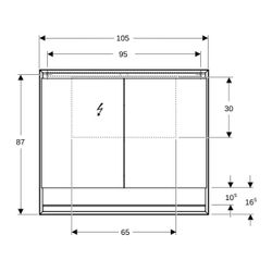 Geberit ONE Spiegelschrank mit Nische und ComfortLight, 2 Türen, AP-Montage, H 90cm ... GEBERIT-505834001 4025410935595 (Abb. 1)