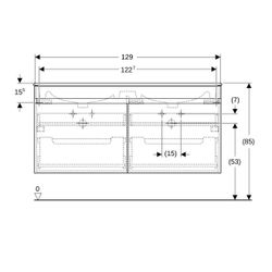 Geberit Renova Plan Set Doppelmöbelwaschtisch zwei Schubladen Korpus und Front Nussb... GEBERIT-501918008 4025410929983 (Abb. 1)