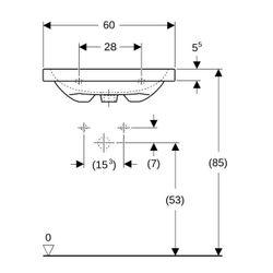 Geberit iCon Light Waschtisch, Breite 60cm, Tiefe 48cm, ohne Hahnloch, Überlauf sich... GEBERIT-501834003 4025410894595 (Abb. 1)