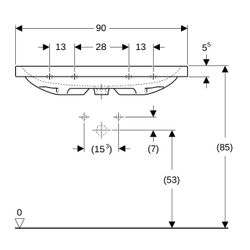 Geberit iCon Light Waschtisch, Breite 90cm, Tiefe 48cm, Hahnloch mittig, ohne Überla... GEBERIT-501836005 4025410894779 (Abb. 1)