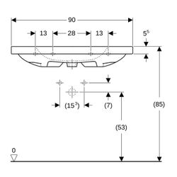 Geberit iCon Light Waschtisch mit Ablagefläche, Breite 90cm, Tiefe 48cm, Hahnloch mi... GEBERIT-501840005 4025410895097 (Abb. 1)