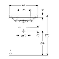 Geberit iCon Light Waschtisch verkürzte Ausladung, Breite 60cm, Tiefe 42cm, ohne Hah... GEBERIT-501841007 4025410895196 (Abb. 1)