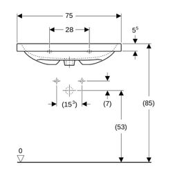 Geberit iCon Light Waschtisch verkürzte Ausladung, Breite 75cm, Tiefe 42cm, Hahnloch... GEBERIT-501842006 4025410895264 (Abb. 1)