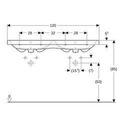 Geberit iCon Light Doppelwaschtisch, Breite 120cm, Tiefe 48cm, ohne Hahnloch, Überla... GEBERIT-501838003 4025410894915 (Abb. 1)