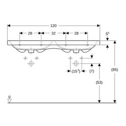 Geberit iCon Light Doppelwaschtisch, Breite 120cm, Tiefe 48cm, Hahnloch mittig, ohne... GEBERIT-501838005 4025410894939 (Abb. 1)