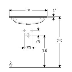 Geberit iCon Möbelwaschtisch, Breite 60cm, Tiefe 48cm, Hahnloch mittig, ohne Überlau... GEBERIT-501843002 4025410895301 (Abb. 1)