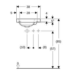Geberit iCon Light Handwaschbecken 38x13x28cm, Weiß, Hahnloch rechts, ohne Überlauf,... GEBERIT-501830001 4025410894410 (Abb. 1)