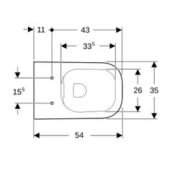 Geberit Renova Plan Wand-WC Tiefspüler, teilgeschlossene Form, Rimfree Tiefe 54cm, W... GEBERIT-500378018 4025416089056 (Abb. 1)