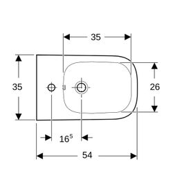 Geberit Renova Plan Wandbidet teilgeschlossene Form, Tiefe 54cm, Überlauf sichtbar, ... GEBERIT-500380011 4025416211730 (Abb. 1)